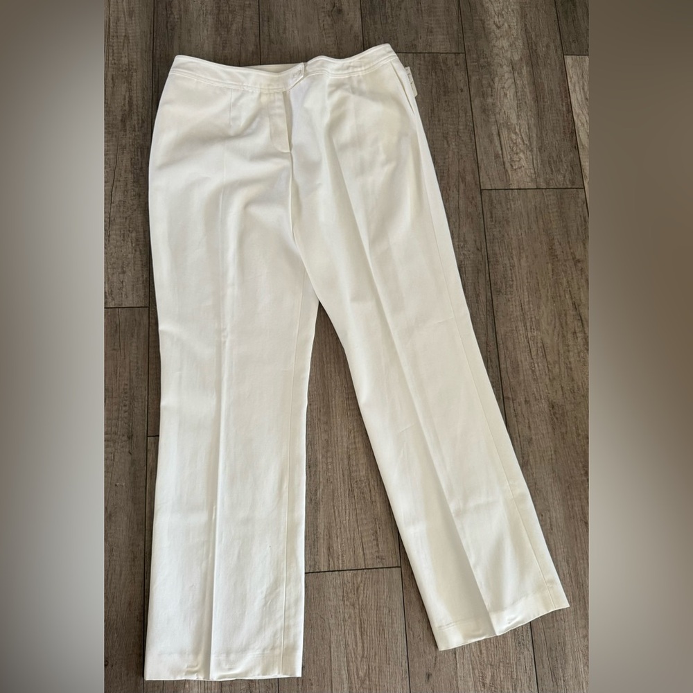 Oscar de la Renta. Pantaló de vestir para mujer, Color blanco, Talla 16.